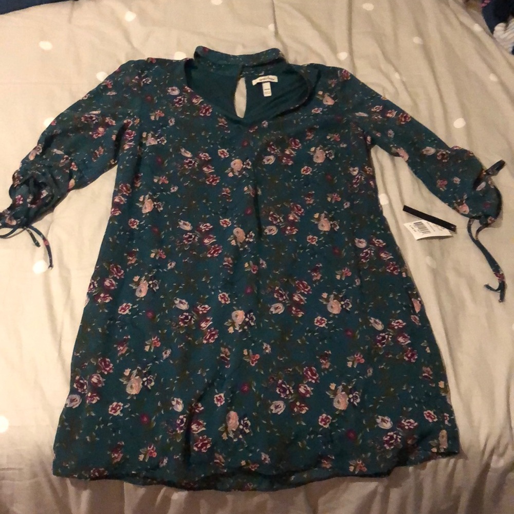 Teal floral dress